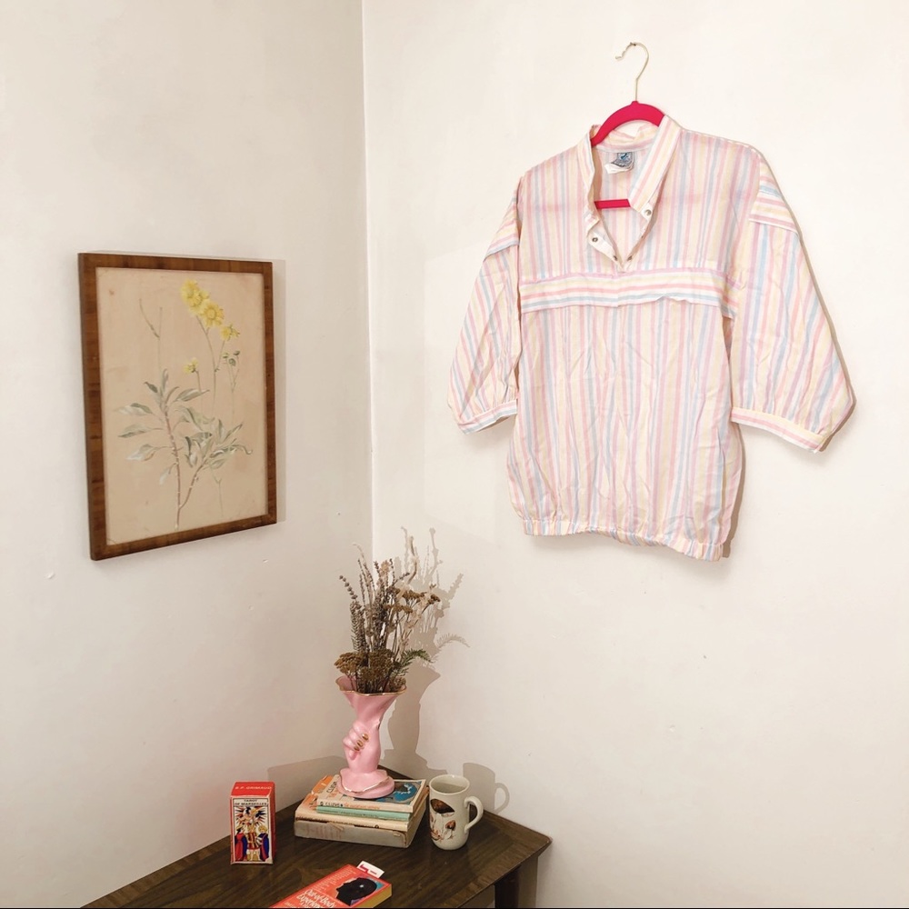 Fun vintage rainbow candy striper blouse